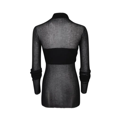 Quira Long Sleeve Sheer High Neck Top