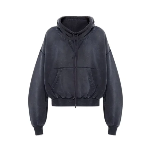 R13 Funnel Neck Cropped Popover Sweatshirt
