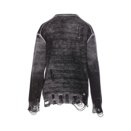 R13 Distressed V-Neck Button-Up Cardigan