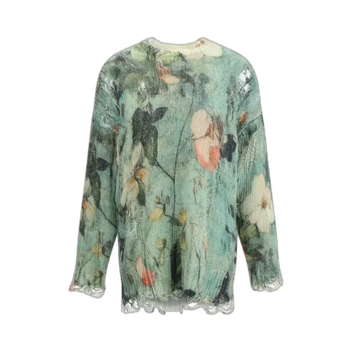 R13 Floral Printed Distressed Jumper