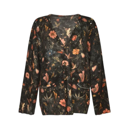 R13 Boyfirend Floral Jacquard V-Neck Cardigan