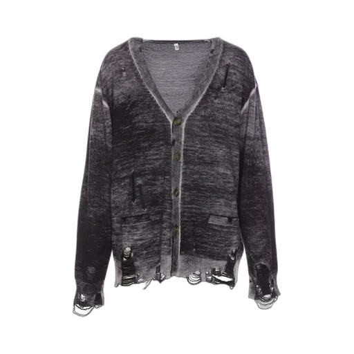 R13 Distressed V-Neck Button-Up Cardigan