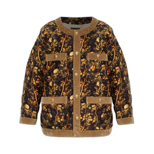 R13 Skull-Print Floral Buttoned Jacket