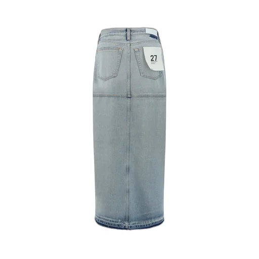 Re/Done Side-Slit Distressed Denim Maxi Skirt
