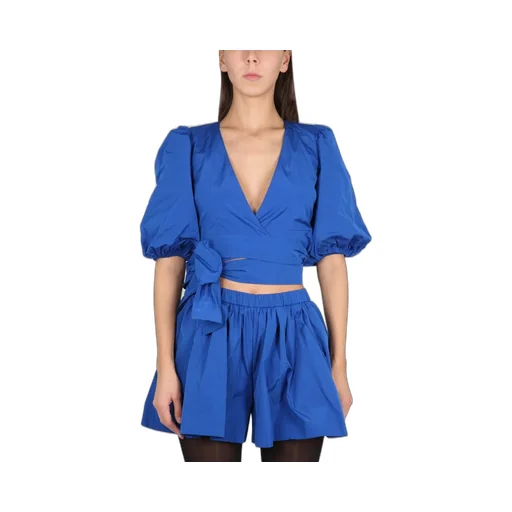 Redvalentino Puff Sleeve Taffeta Top