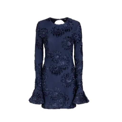 Rotate Flower Embellished Long-Sleeve Dress