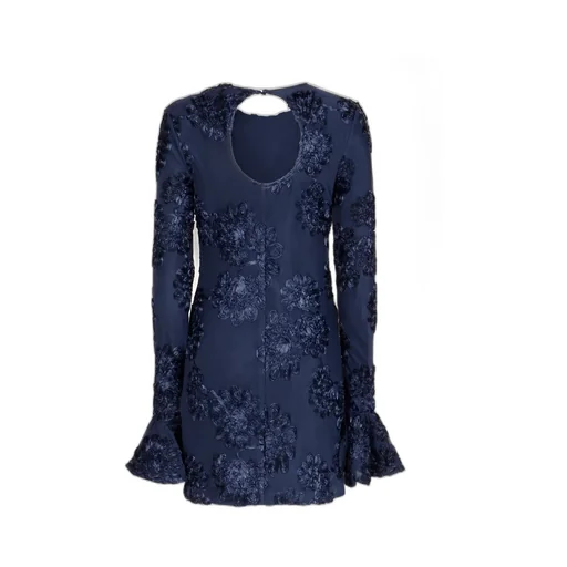 Rotate Flower Embellished Long-Sleeve Dress
