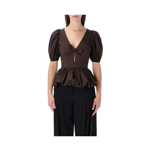 Rotate Bow Detailed Puff Sleeved Bubble Top