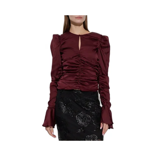 Rotate Long-Sleeved Chiffon Ruched Top