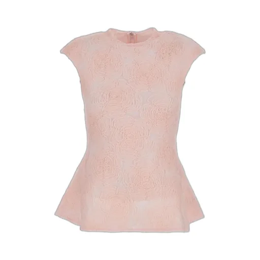 Rotate Floral Jacquard Flared Bottom Top
