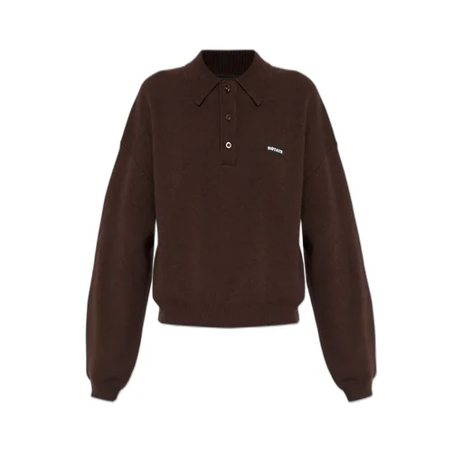 Rotate Long Sleeved Cropped Knit Polo Shirt