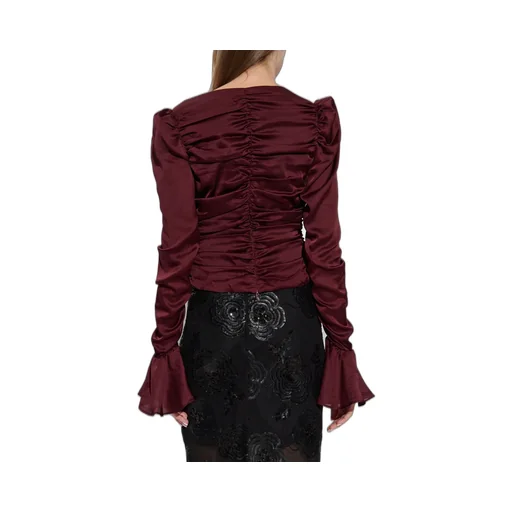 Rotate Long-Sleeved Chiffon Ruched Top