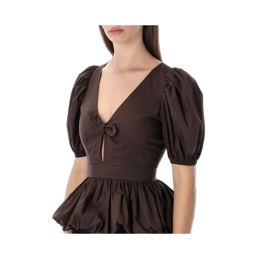 Rotate Bow Detailed Puff Sleeved Bubble Top