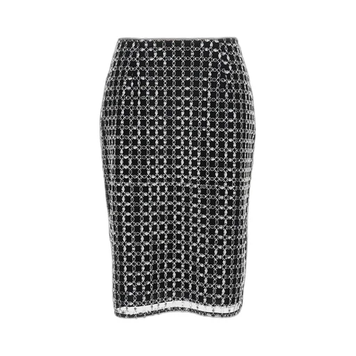 Rotate Beaded Long Mini Skirt