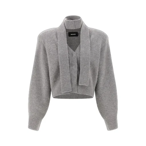 Rotate Scarf-Neck Buttoned Cardigan
