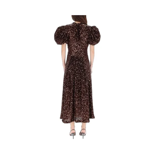 Rotate Sequined Mock Neck Midi Dress