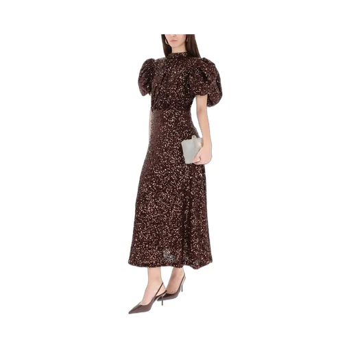 Rotate Sequined Mock Neck Midi Dress