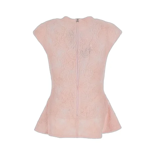 Rotate Floral Jacquard Flared Bottom Top