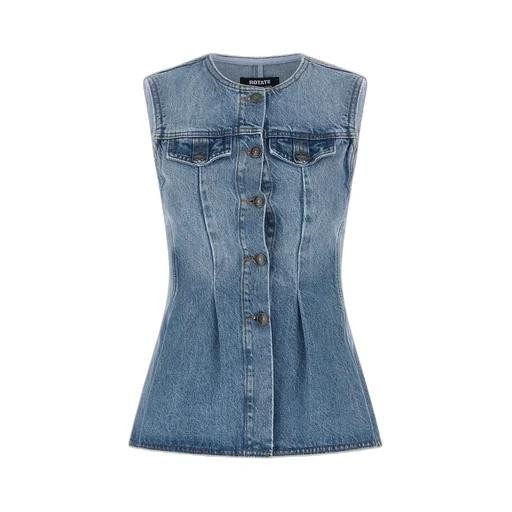 Rotate Flared Denim Top