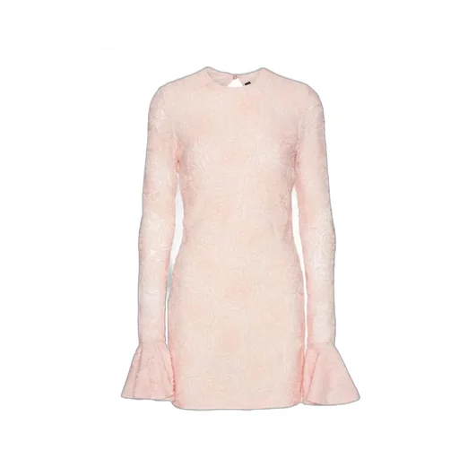 Rotate Mesh Frill Crewneck Mini Dress