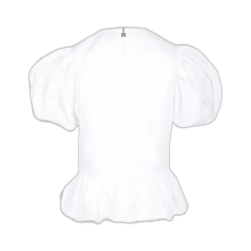 Rotate Short Puff Sleeved Crewneck Straight Top