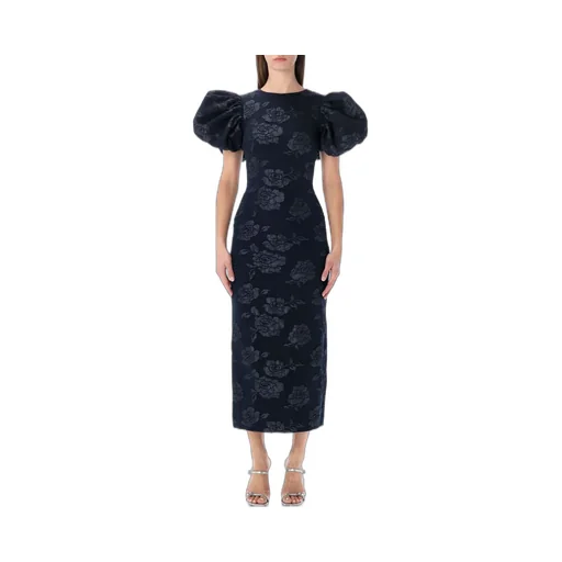 Rotate Floral Patterned Puff Sleeved Long Dress