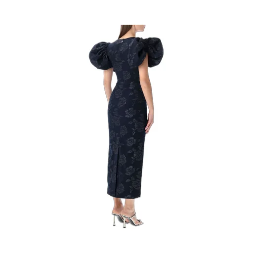 Rotate Floral Patterned Puff Sleeved Long Dress