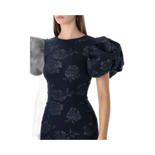 Rotate Floral Patterned Puff Sleeved Long Dress