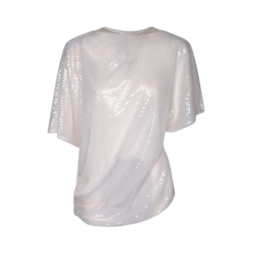 Rev Sequin Sheer Boat Neck Top