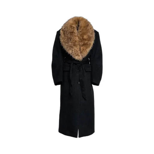 Rotate Faux Fur Collar Long Coat