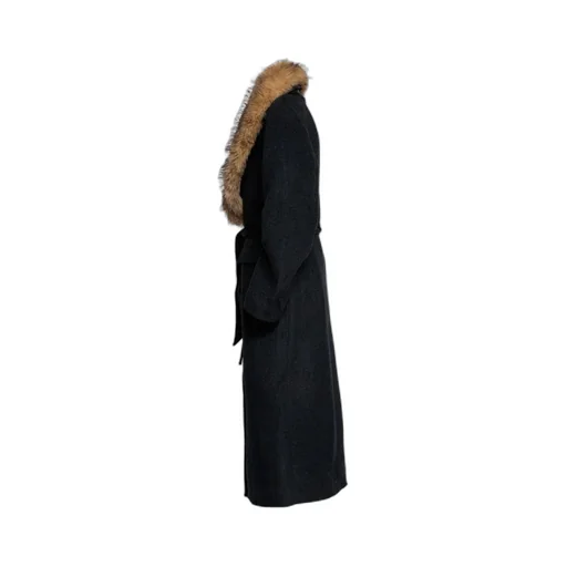 Rotate Faux Fur Collar Long Coat