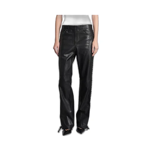 Rotate Laced Straight-Leg Leather Pants