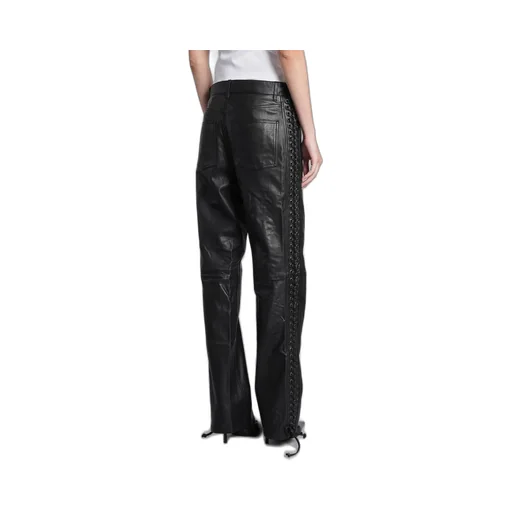 Rotate Laced Straight-Leg Leather Pants