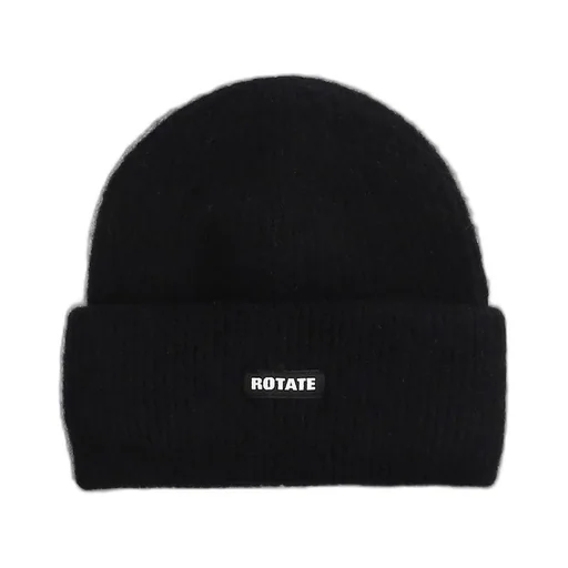 Rotate Logo Patch Ribbed-Knit Beanie