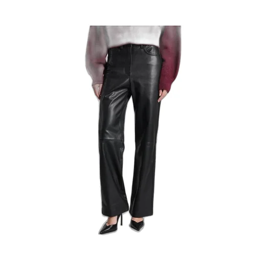 Rotate Straight-Leg Leather Trousers