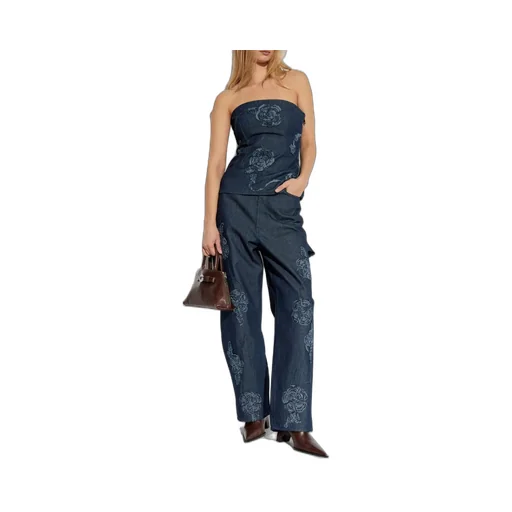 Rotate Floral Detailed Boyfriend Jeans