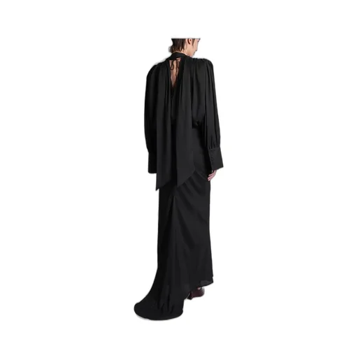 Rotate Chiffon Long-Sleeve V-Neck Maxi Dress