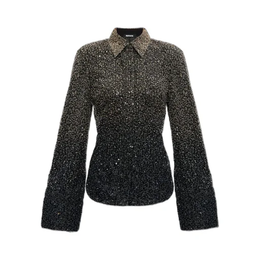 Rotate Embellished Curved Hem Shirt