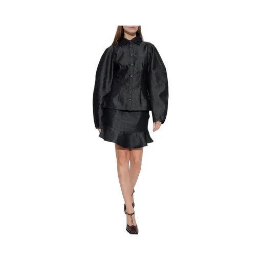 Rotate Ruffled Denim Skirt