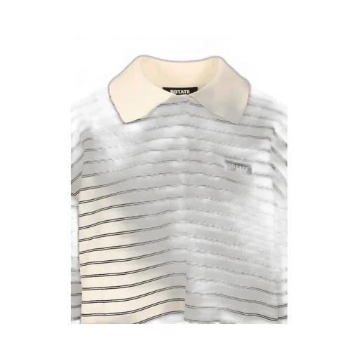 Rotate Striped Long Sleeved Polo Top