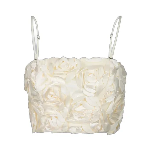 Rotate Embossed Rose Crop Top
