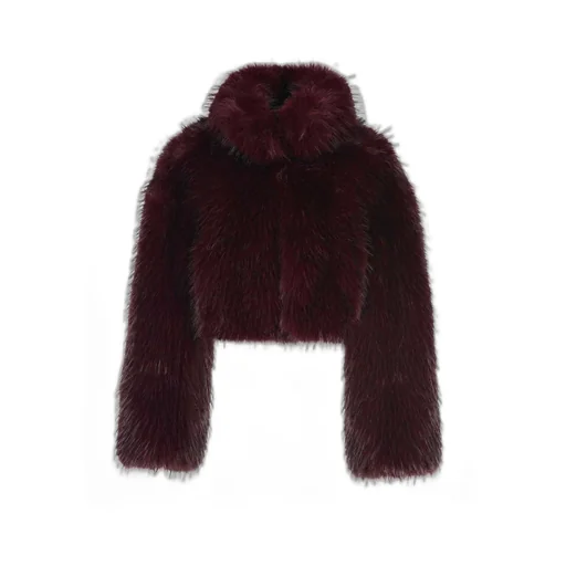 Rotate Cropped Faux Fur Jacket