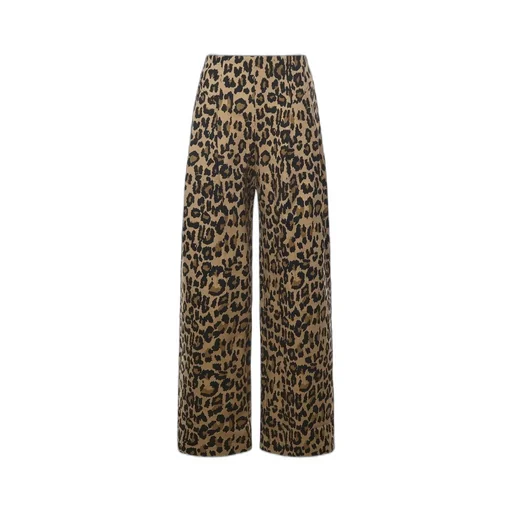 Rotate Leopard Printed Wide Leg Jeans