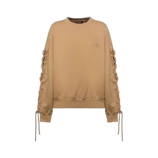 Rotate Lace-Up Sleeve Logo Embroidered Sweatshirt