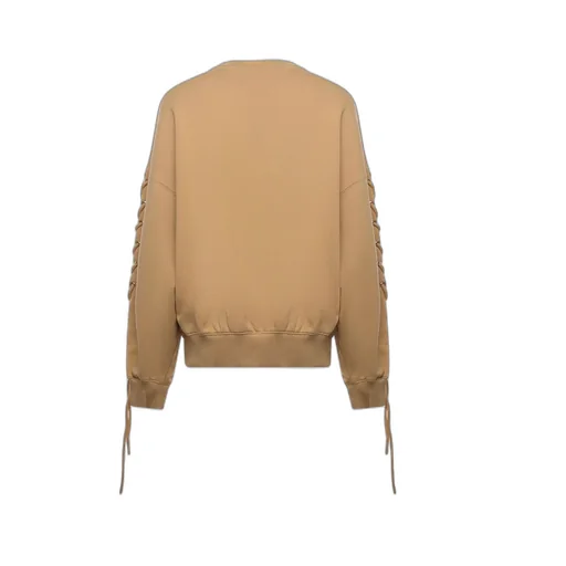 Rotate Lace-Up Sleeve Logo Embroidered Sweatshirt