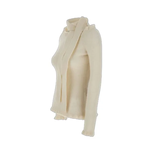 Rotate Ruffled-Detail Tie Neck Off-Shoulder Top