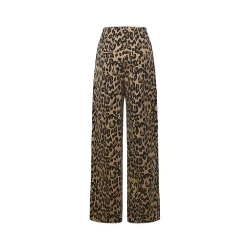 Rotate Leopard Printed Wide Leg Jeans