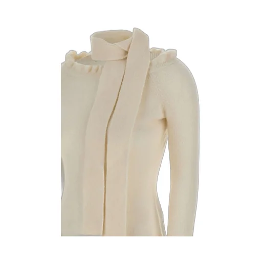 Rotate Ruffled-Detail Tie Neck Off-Shoulder Top