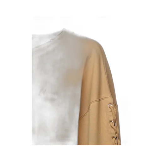 Rotate Lace-Up Sleeve Logo Embroidered Sweatshirt