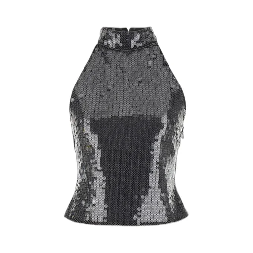 Rotate Net Sequinned Halterneck Top